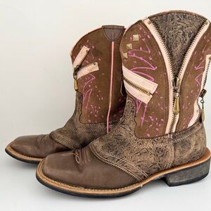 Ariat Pink Leather Cowgirl Boots